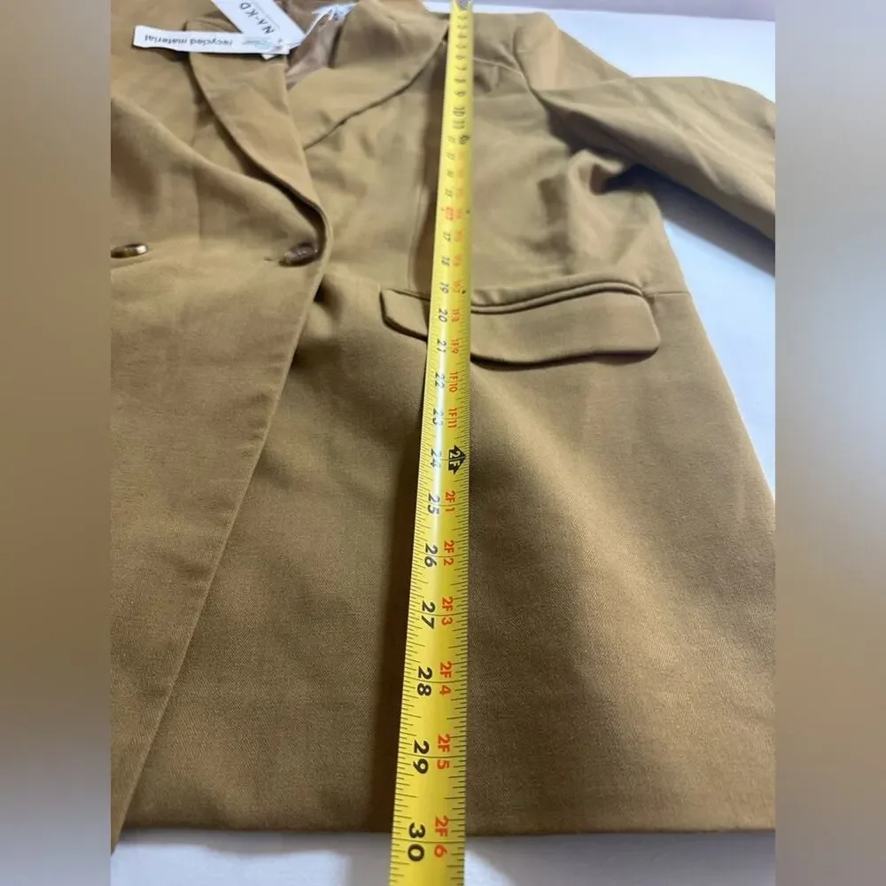 NA-KD Pant Suit Set Women 2XL Tan NWT Oversized Blazer Straight Leg Pants